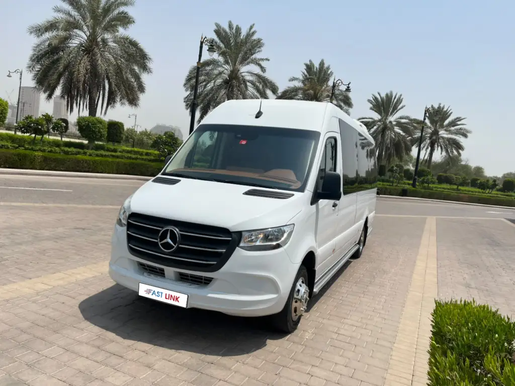 Mercedes Sprinter rental in Dubai with professional chauffeur